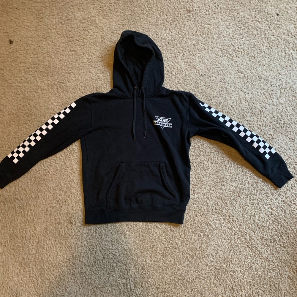 Vans hoodie with checkered sleeves men’s small normal used condition